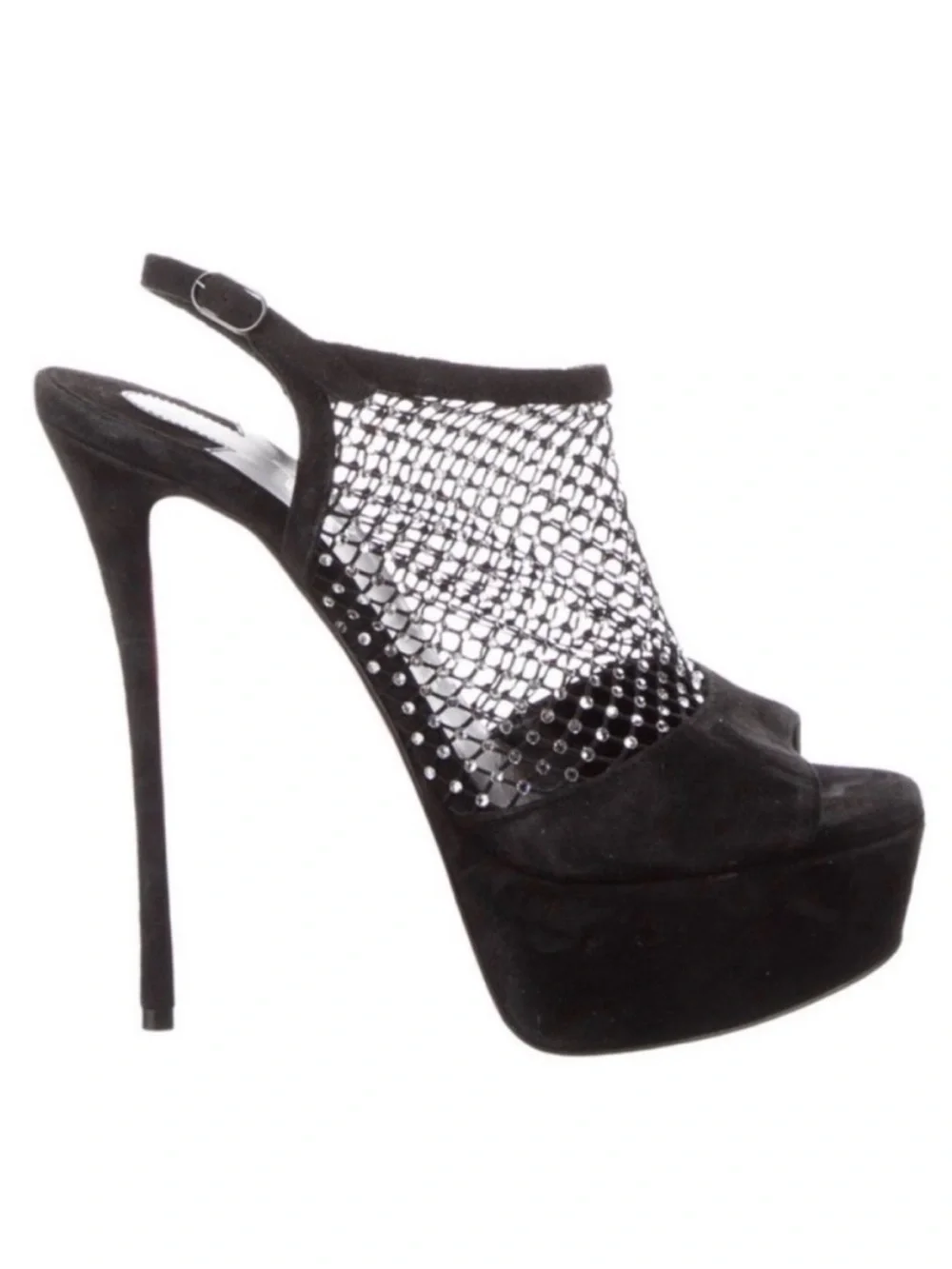 CHRISTIAN LOUBOUTIN Plougesta Alta Strass 150 Black Suede Platform Heels - Picture 3 of 11